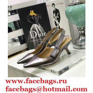 Dior Heel 6.5cm Rhinestone J'Adior Slingback Pumps Metallic Silver 2020