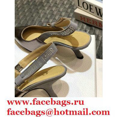 Dior Heel 6.5cm Rhinestone J'Adior Slingback Pumps Metallic Silver 2020