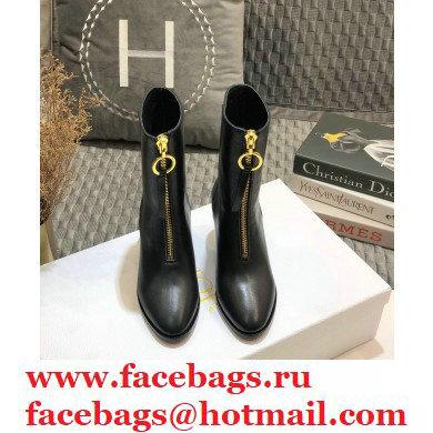 Dior Heel 7cm Calfskin Ankle Boots Black with Front Zip 2020