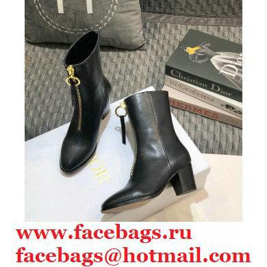 Dior Heel 7cm Calfskin Ankle Boots Black with Front Zip 2020