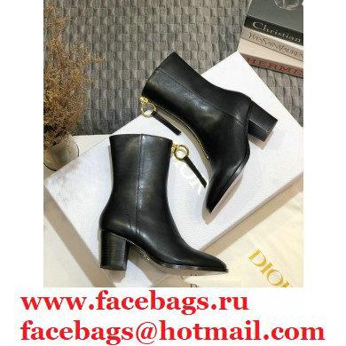 Dior Heel 7cm Calfskin Ankle Boots Black with Front Zip 2020