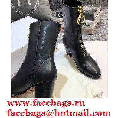 Dior Heel 7cm Calfskin Ankle Boots Black with Front Zip 2020