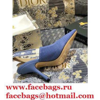 Dior Heel 9.5cm J'Adior Metallic Thread Embroidered Slingback Pumps Blue 2020