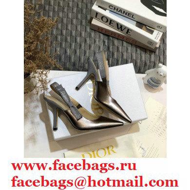 Dior Heel 9.5cm Rhinestone J'Adior Slingback Pumps Metallic Silver 2020