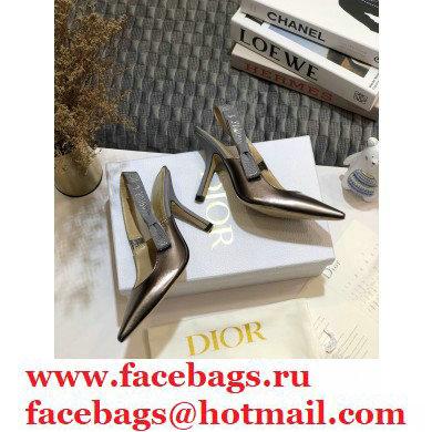 Dior Heel 9.5cm Rhinestone J'Adior Slingback Pumps Metallic Silver 2020