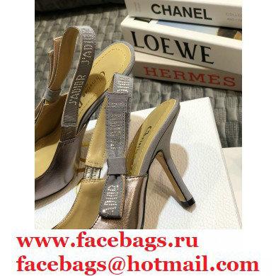 Dior Heel 9.5cm Rhinestone J'Adior Slingback Pumps Metallic Silver 2020