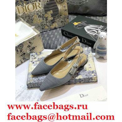 Dior J'Adior Metallic Thread Embroidered Slingback Ballet Flats Gray 2020