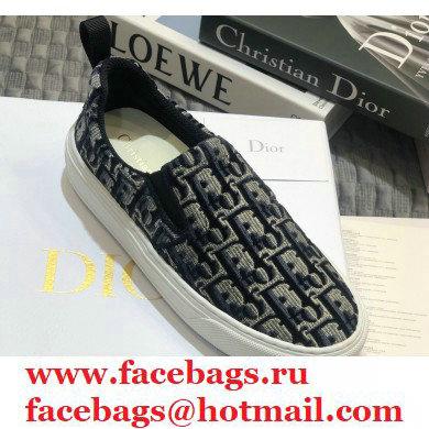 Dior Oblique Embroidered Velvet Solar Slip-On Sneakers Dark Blue 2020