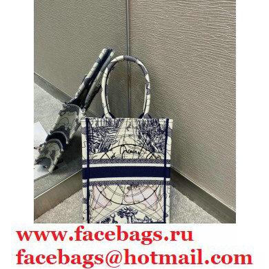 Dior Vertical Book Tote Bag in Blue Multicolor Around the World Embroidery 2020 - Click Image to Close