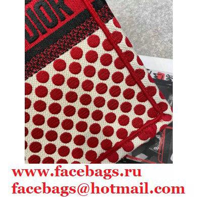 Dior Vertical Book Tote Bag in Dioramour Red Dots Embroidery 2020