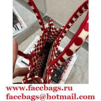 Dior Vertical Book Tote Bag in Dioramour Red Dots Embroidery 2020