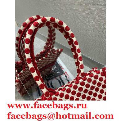 Dior Vertical Book Tote Bag in Dioramour Red Dots Embroidery 2020