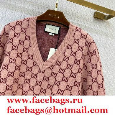 GUCCI GG knit V NECK sweater PINK 2020