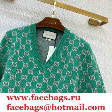 GUCCI GG knit V NECK sweater green 2020