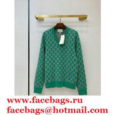 GUCCI GG knit V NECK sweater green 2020