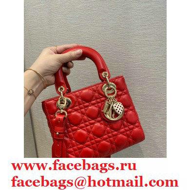 Lady Dior Small Bag in Dioramour Cannage Lambskin Red 2020