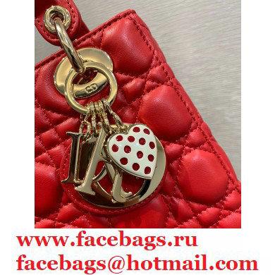 Lady Dior Small Bag in Dioramour Cannage Lambskin Red 2020