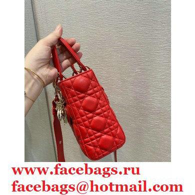 Lady Dior Small Bag in Dioramour Cannage Lambskin Red 2020