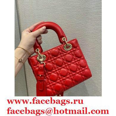 Lady Dior Small Bag in Dioramour Cannage Lambskin Red 2020