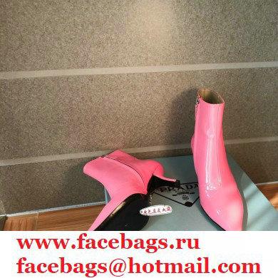 Prada Heel 6cm Glossy Patent Leather Booties Pink 2020