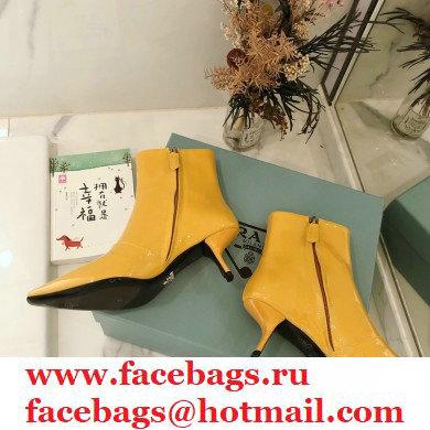 Prada Heel 6cm Glossy Patent Leather Booties Yellow 2020