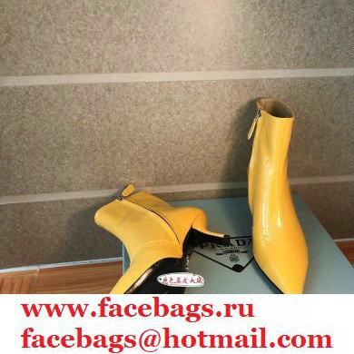 Prada Heel 6cm Glossy Patent Leather Booties Yellow 2020