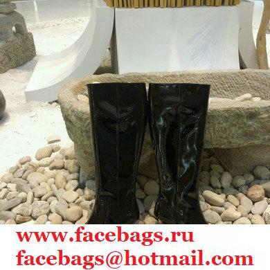 Prada Heel 6cm Glossy Patent Leather Boots Black 2020