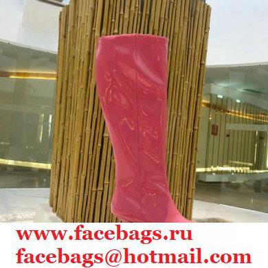 Prada Heel 6cm Glossy Patent Leather Boots Pink 2020