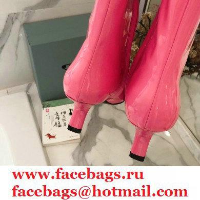 Prada Heel 6cm Glossy Patent Leather Boots Pink 2020