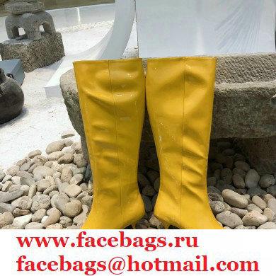 Prada Heel 6cm Glossy Patent Leather Boots Yellow 2020