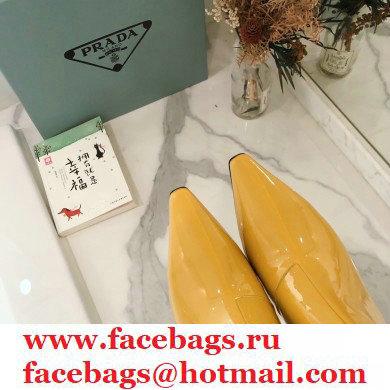 Prada Heel 6cm Glossy Patent Leather Boots Yellow 2020