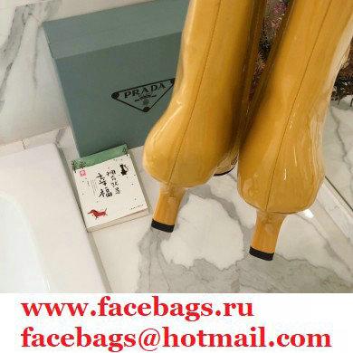 Prada Heel 6cm Glossy Patent Leather Boots Yellow 2020