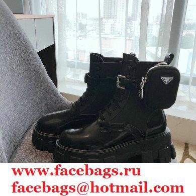 Prada Monolith Brushed Rois Combat Boots Black with Removable Nylon Pouches 2020