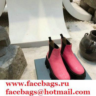 Prada Monolith Patent Leather Chelsea Booties Pink 2020