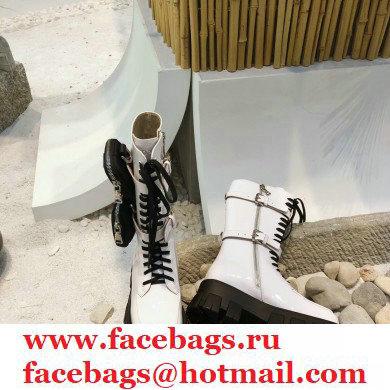 Prada Monolith Patent Leather Rois Boots White with Removable Nylon Pouches 2020