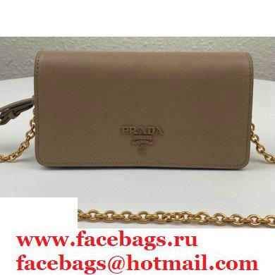 Prada Saffiano Leather Mini Bag with Chain Strap 1DH029 Beige 2020