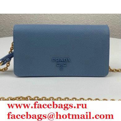 Prada Saffiano Leather Mini Bag with Chain Strap 1DH029 Light Blue 2020