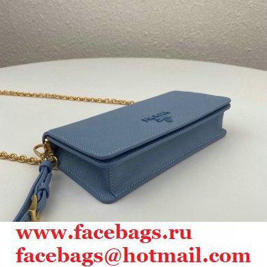 Prada Saffiano Leather Mini Bag with Chain Strap 1DH029 Light Blue 2020