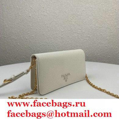 Prada Saffiano Leather Mini Bag with Chain Strap 1DH029 White 2020