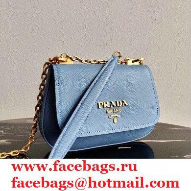 Prada Saffiano Leather Shoulder Bag 1BD275 Sky Blue 2020