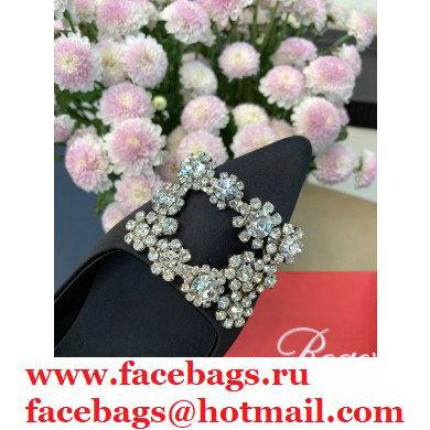 Roger Vivier Flower Strass Buckle Ballerinas in Satin Black 02