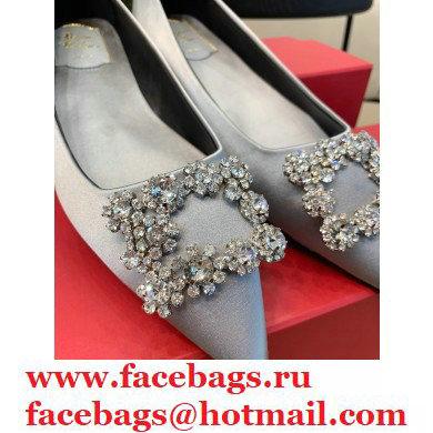 Roger Vivier Flower Strass Buckle Ballerinas in Satin Gray