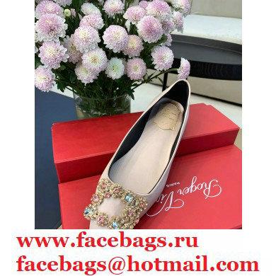 Roger Vivier Flower Strass Buckle Ballerinas in Satin Nude Pink