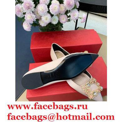 Roger Vivier Flower Strass Buckle Ballerinas in Satin Nude Pink