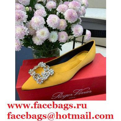 Roger Vivier Flower Strass Buckle Ballerinas in Satin Yellow