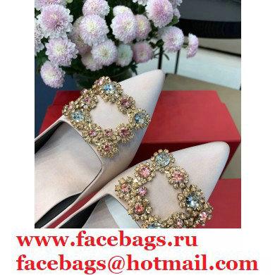 Roger Vivier Heel 6.5cm Flower Strass Buckle Pumps in Satin Nude Pink