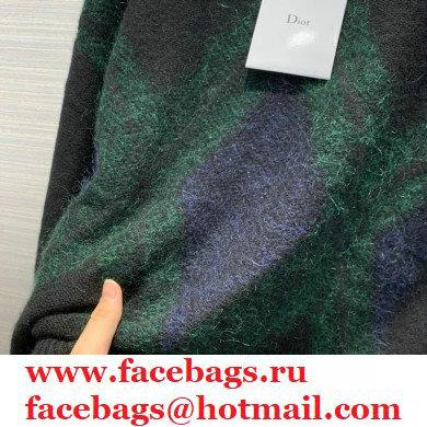 dior Black Cashmere Blend with Green and Blue Diamond Pattern sweater 2020