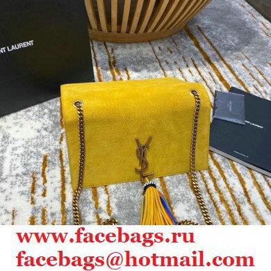 saint laurent Kate chain wallet with tassel in suede leather 501518 yellow