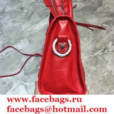 Balenciaga Classic Mini City Bag with Logo Strap Red