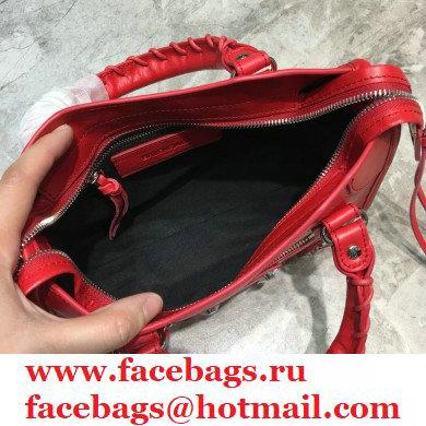 Balenciaga Classic Mini City Bag with Logo Strap Red